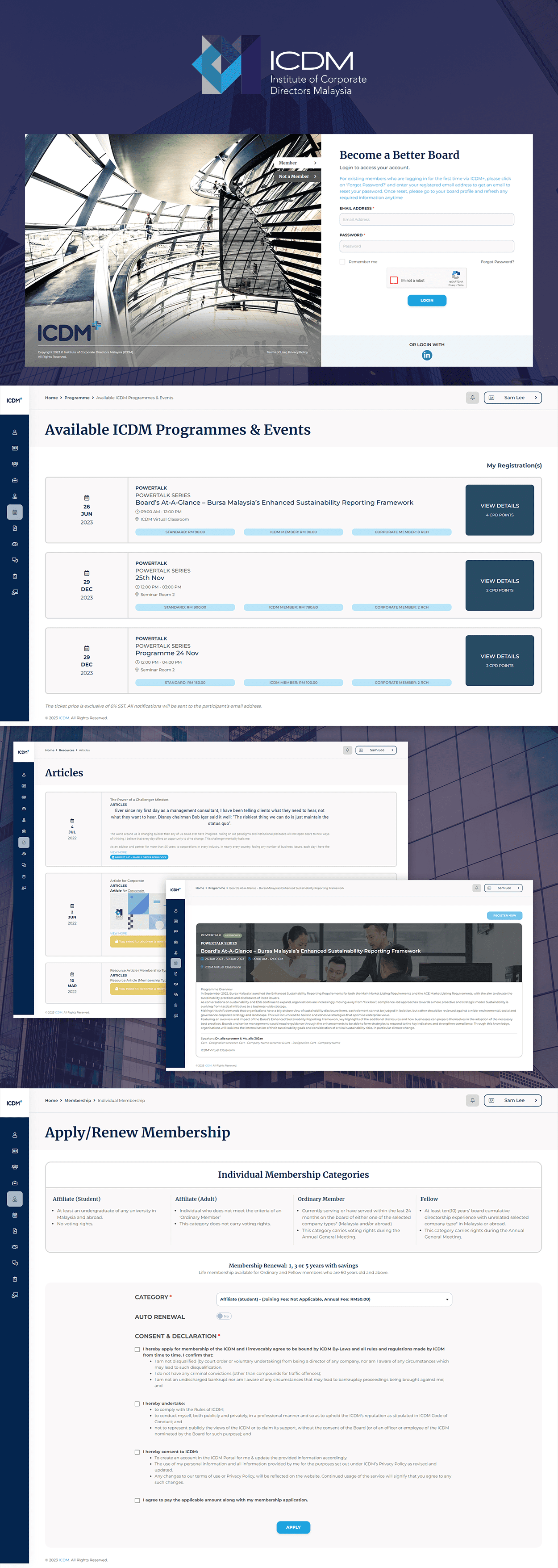 Membership management portal UNO built for a corporate governance body