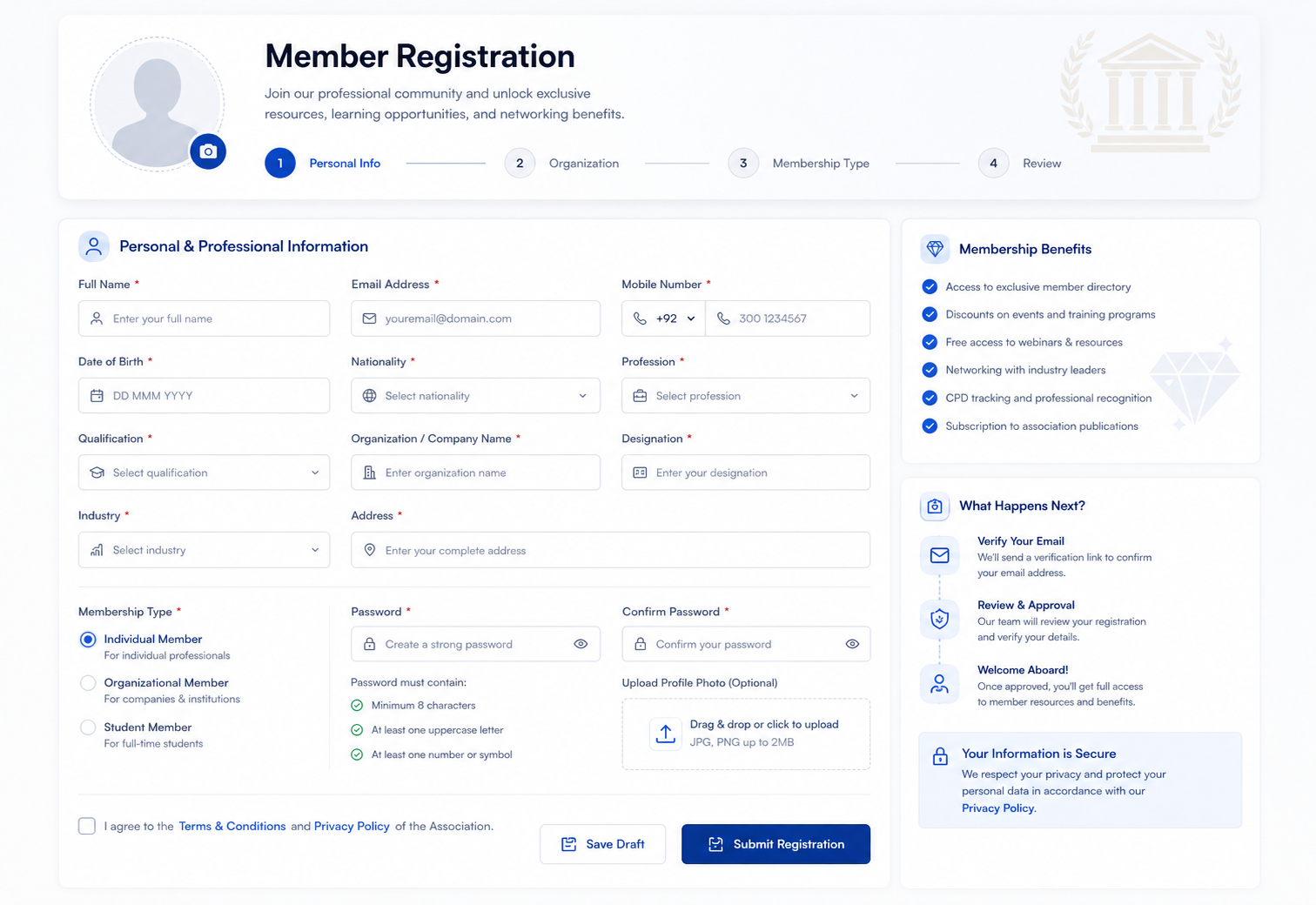 Members-only resource library organised by category