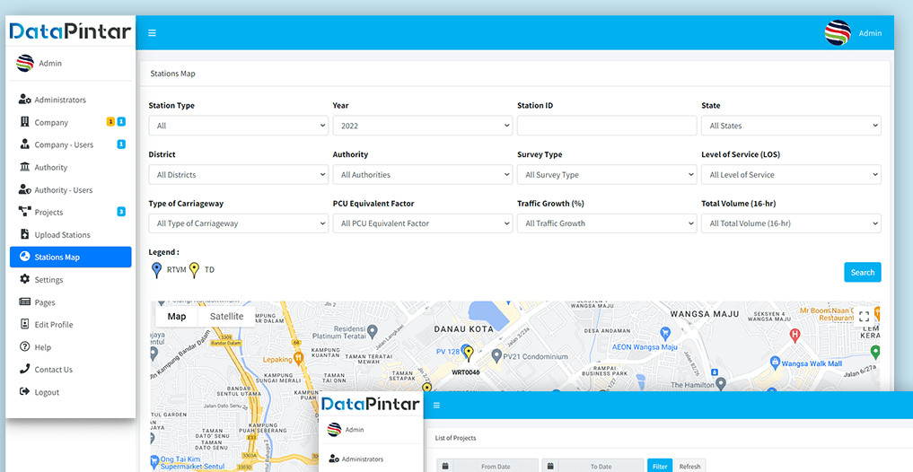 Filtered search across records by type, year, state, authority and category