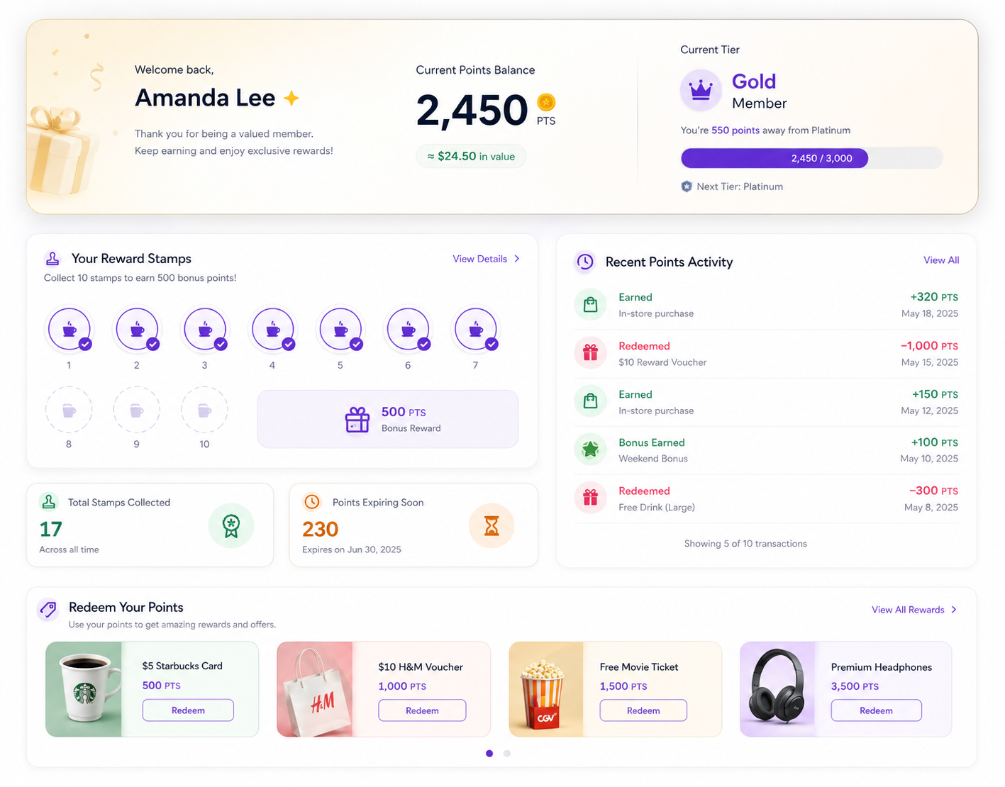 Member sign-up and community landing screen from a loyalty platform built by UNO