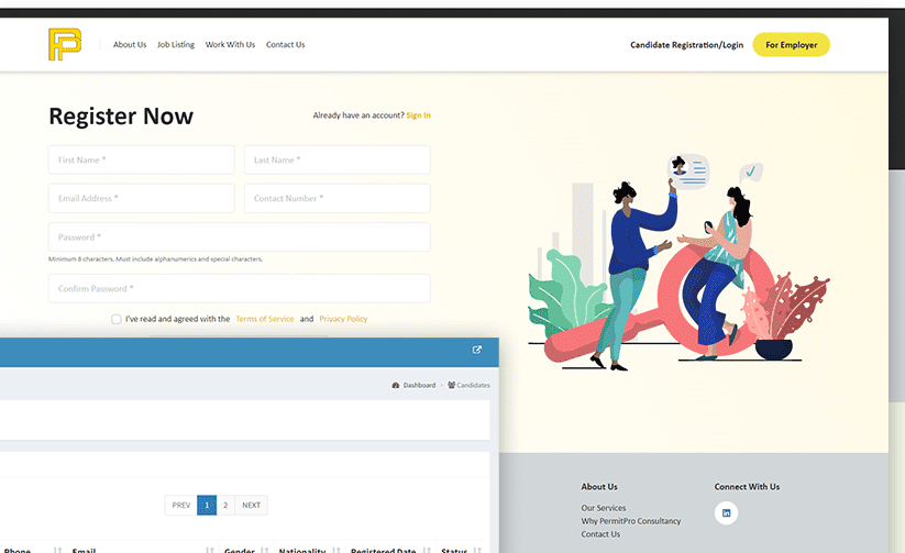 Registration form for creating a new account in the system